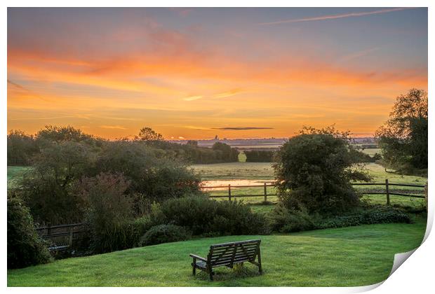 Pre-dawn over Ely, as seem from Coveney, 22nd October 2023 Print by Andrew Sharpe