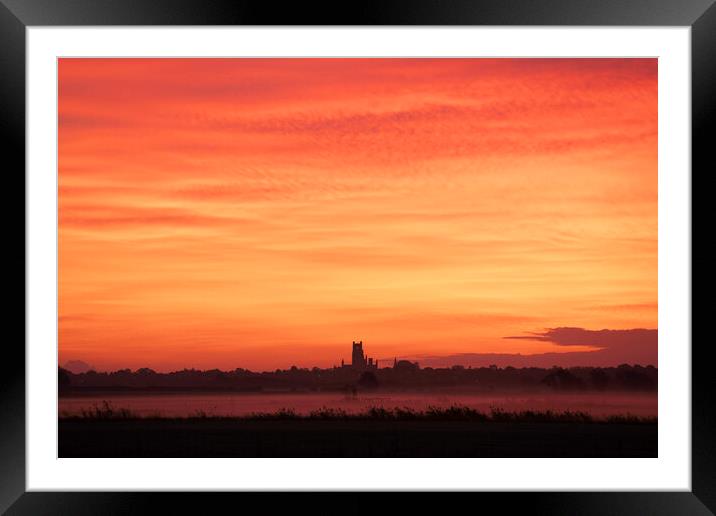 Pre-dawn over Ely, as seen from Coveney, 23rd October 2023 Framed Mounted Print by Andrew Sharpe