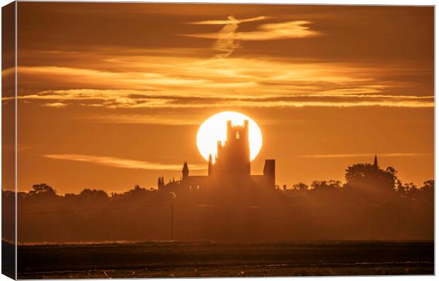 Sunrise behind Ely Cathedral, 22nd October 2023 Canvas Print by Andrew Sharpe