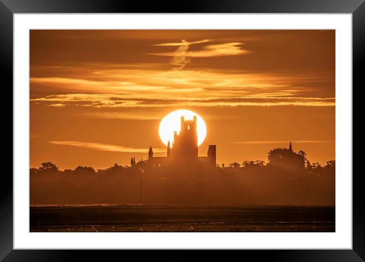 Sunrise behind Ely Cathedral, 22nd October 2023 Framed Mounted Print by Andrew Sharpe
