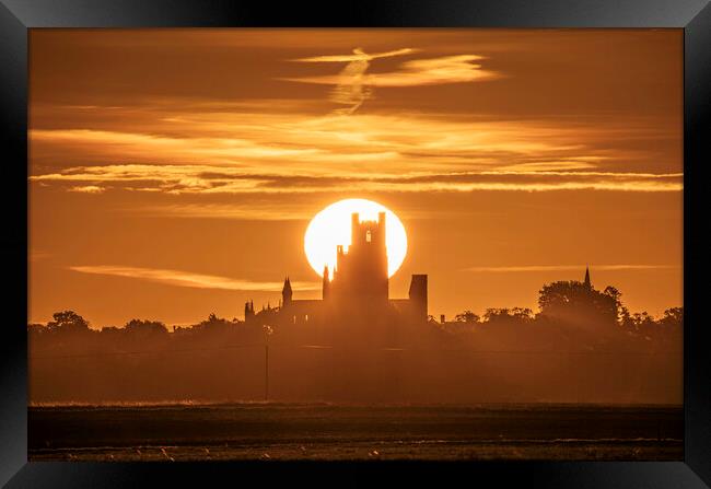 Sunrise behind Ely Cathedral, 22nd October 2023 Framed Print by Andrew Sharpe
