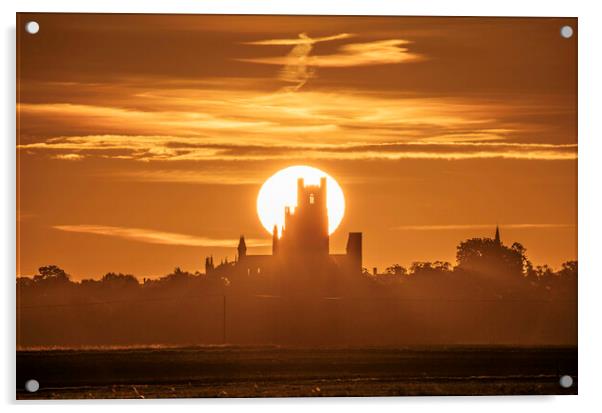Sunrise behind Ely Cathedral, 22nd October 2023 Acrylic by Andrew Sharpe