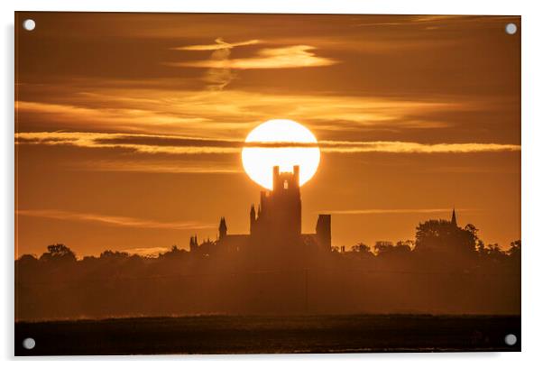 Sunrise behind Ely Cathedral, 22nd October 2023 Acrylic by Andrew Sharpe