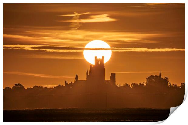 Sunrise behind Ely Cathedral, 22nd October 2023 Print by Andrew Sharpe