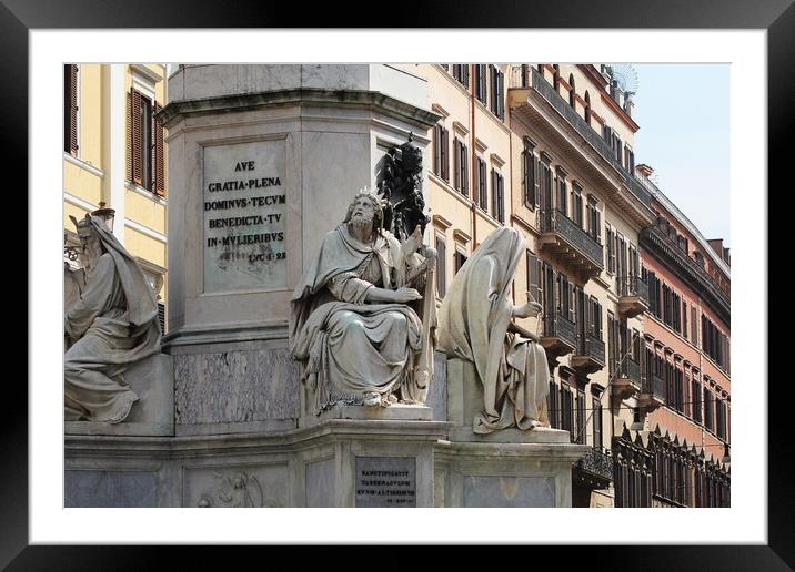 Biblical Statues at Base of Colonna dell'Imacolata in Rome, Italy Framed Mounted Print by Virginija Vaidakaviciene