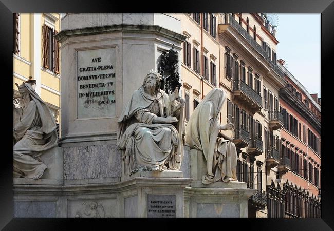 Biblical Statues at Base of Colonna dell'Imacolata in Rome, Italy Framed Print by Virginija Vaidakaviciene