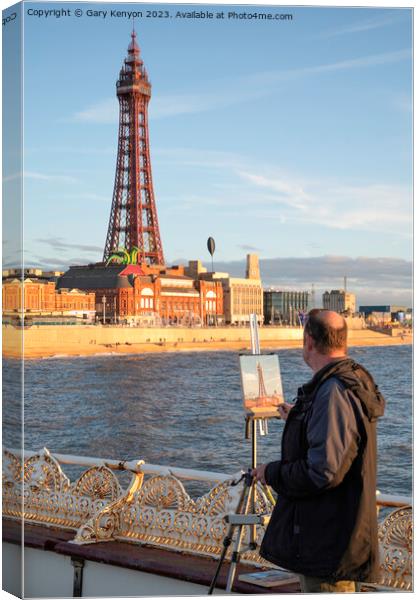 Blackpool Seaside Painter Canvas Print by Gary Kenyon