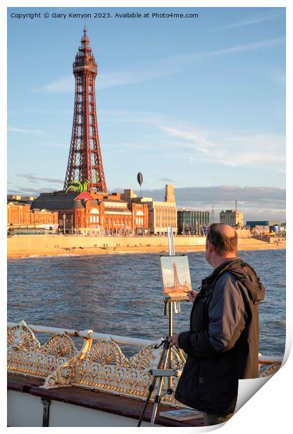 Blackpool Seaside Painter Print by Gary Kenyon