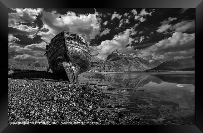 The Corpach Shipwreck (MONO) Framed Print by Tom McPherson
