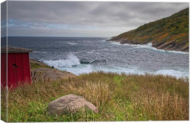 Rough Seas at Petty Harbour, Newfoundland, Canada Canvas Print by Martyn Arnold