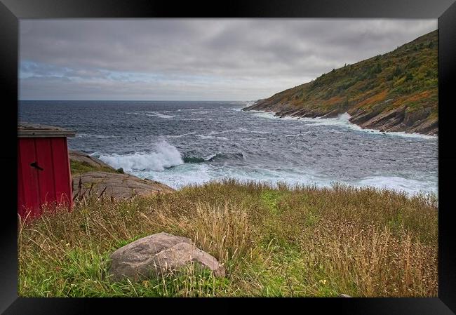 Rough Seas at Petty Harbour, Newfoundland, Canada Framed Print by Martyn Arnold