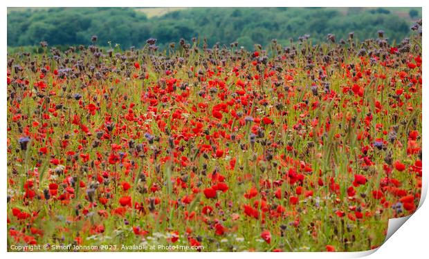 Poppy  field Print by Simon Johnson