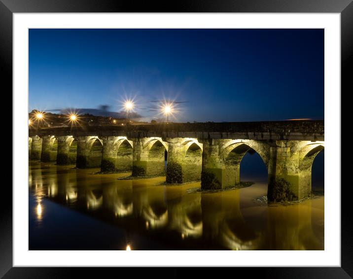 Bideford longbridge at blue hour Framed Mounted Print by Tony Twyman