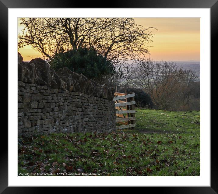 Sunset over Dovers hill  Framed Mounted Print by Martin fenton