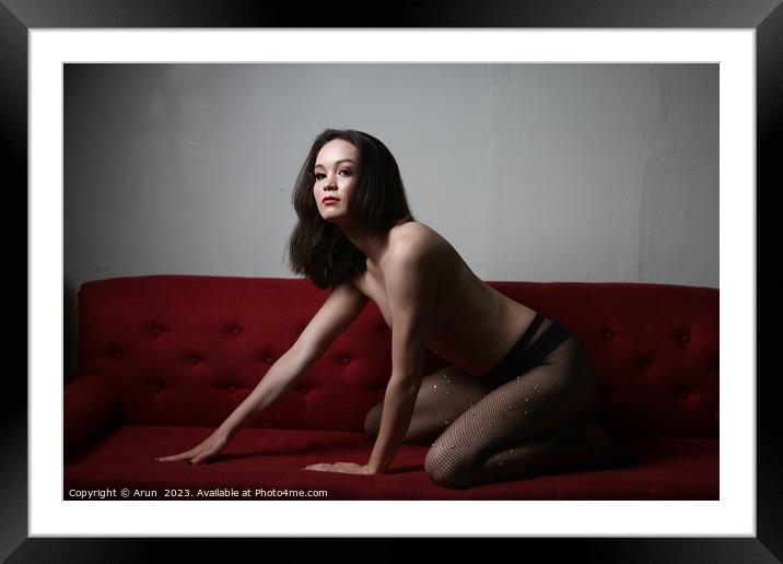 Asian Caucasian Model in a studio Framed Mounted Print by Arun 