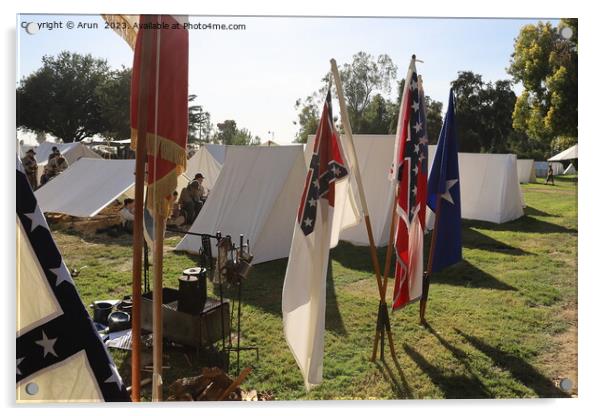 Civil War Reenactment Fresno California Acrylic by Arun 