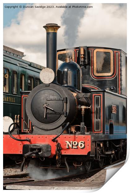 No. 6 Mr G Steam Locomotive at Gartell Light Railway  Print by Duncan Savidge