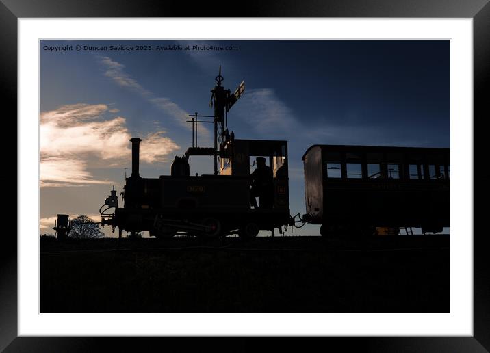 No. 9 Jean silhouette at Gartell Light Railway  Framed Mounted Print by Duncan Savidge