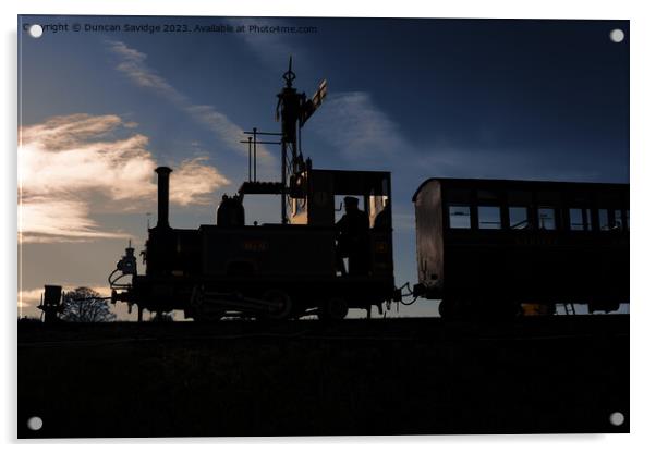 No. 9 Jean silhouette at Gartell Light Railway  Acrylic by Duncan Savidge