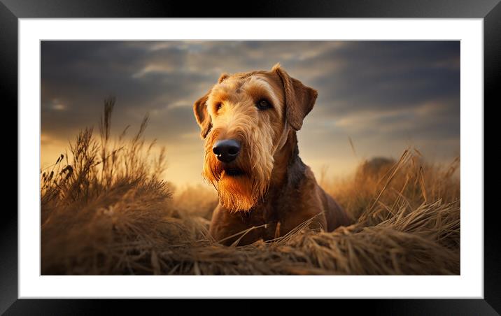 Airedale Terrier Framed Mounted Print by K9 Art
