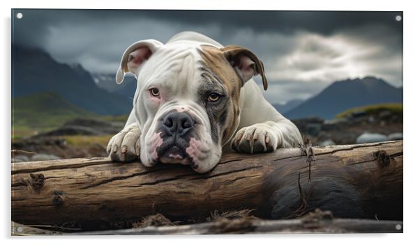 American Bulldog Acrylic by K9 Art