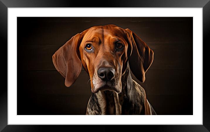 American English Coonhound Framed Mounted Print by K9 Art