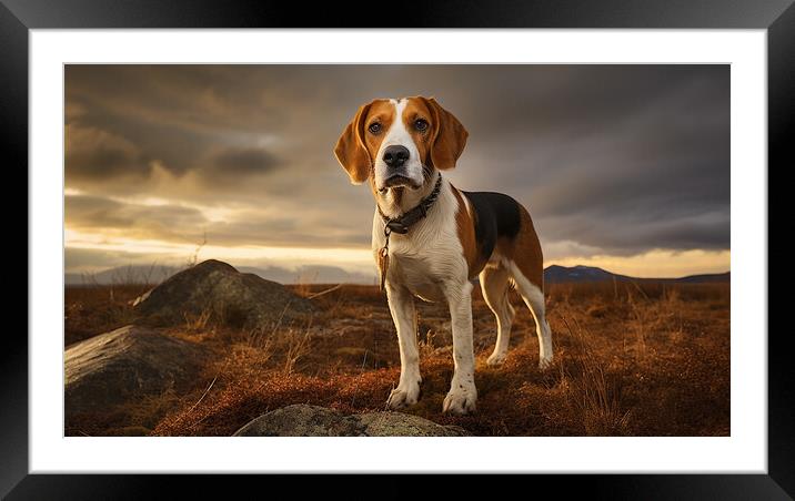 American Foxhound  Framed Mounted Print by K9 Art