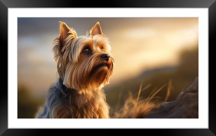 Australian Silky Terrier Framed Mounted Print by K9 Art