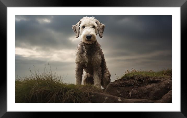 Bedlington Terrier Framed Mounted Print by K9 Art