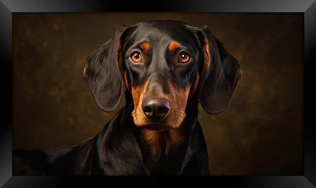 Black And Tan Coonhound Framed Print by K9 Art