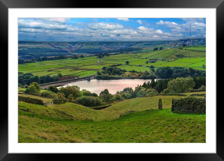 Digley Reservoir and Holme Moss Framed Mounted Print by Alison Chambers