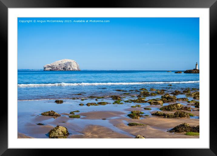 The Bass Rock from Seacliff Beach, East Lothian Framed Mounted Print by Angus McComiskey