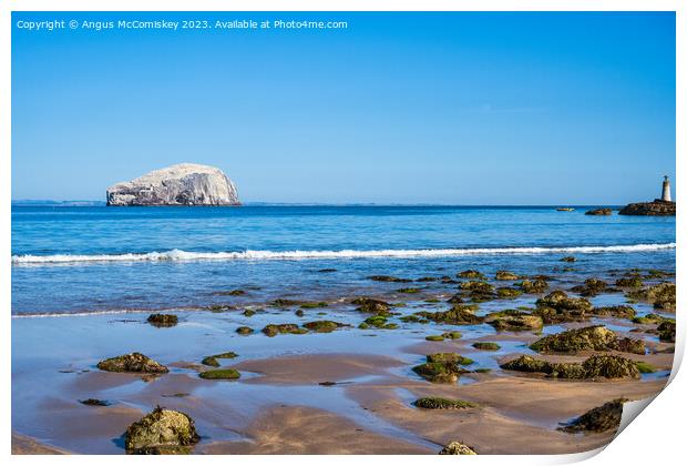 The Bass Rock from Seacliff Beach, East Lothian Print by Angus McComiskey