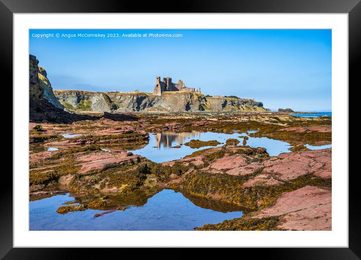Tantallon Castle and rock pools, East Lothian Framed Mounted Print by Angus McComiskey