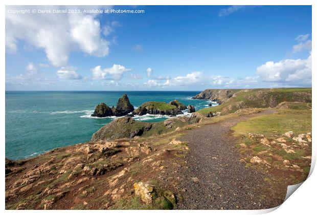 A walk along the South West Coastal path at Kynance Cove, Cornwall  Print by Derek Daniel