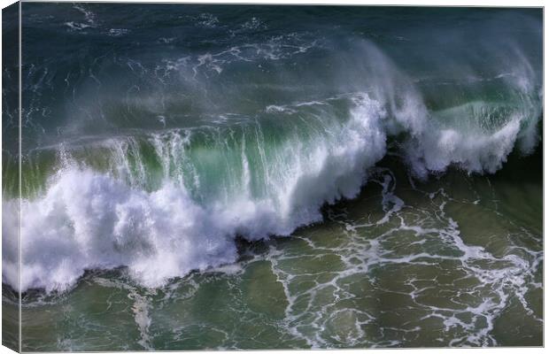Wild wave in Nazare at the Atlantic ocean coast of Centro Portug Canvas Print by Olga Peddi