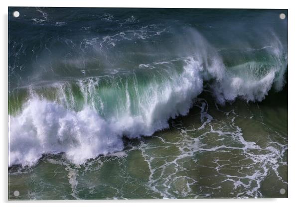 Wild wave in Nazare at the Atlantic ocean coast of Centro Portug Acrylic by Olga Peddi