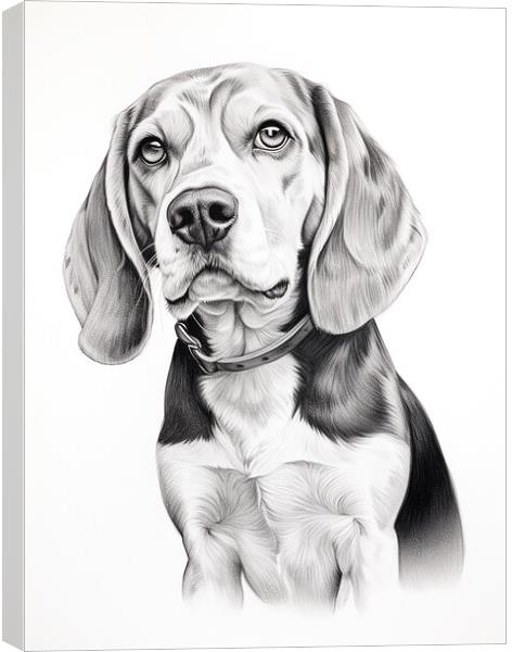 Beagle Pencil Drawing Canvas Print by K9 Art