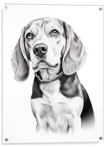 Beagle Pencil Drawing Acrylic by K9 Art