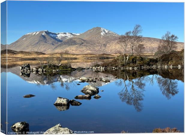 Black  Mount and Loch Tulla reflection  , summer in the Highlands of Scotland Canvas Print by Photogold Prints