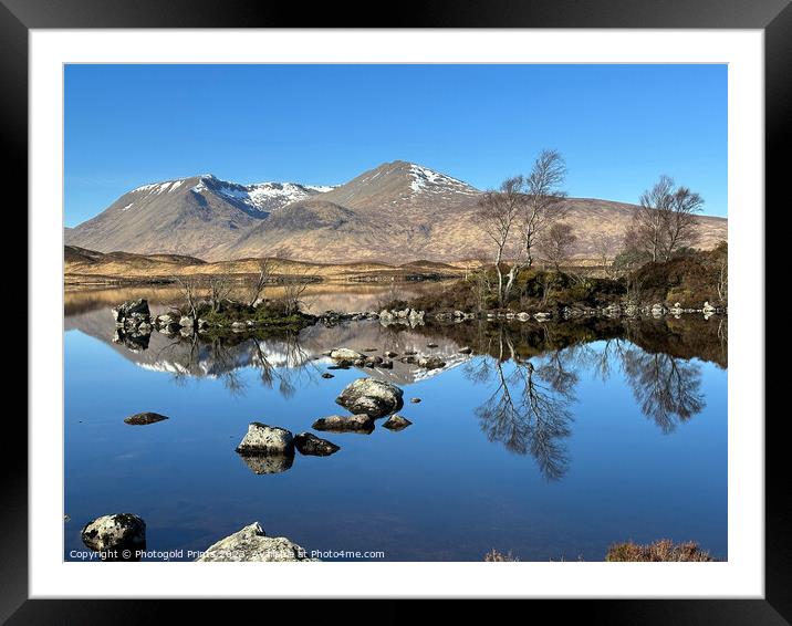 Black  Mount and Loch Tulla reflection  , summer in the Highlands of Scotland Framed Mounted Print by Photogold Prints