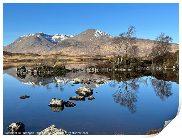 Black  Mount and Loch Tulla reflection  , summer in the Highlands of Scotland Print by Photogold Prints
