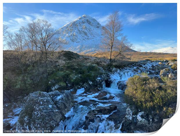 snowy Buachaille Etive Mor , winter in the Highlands of Scotland Print by Photogold Prints