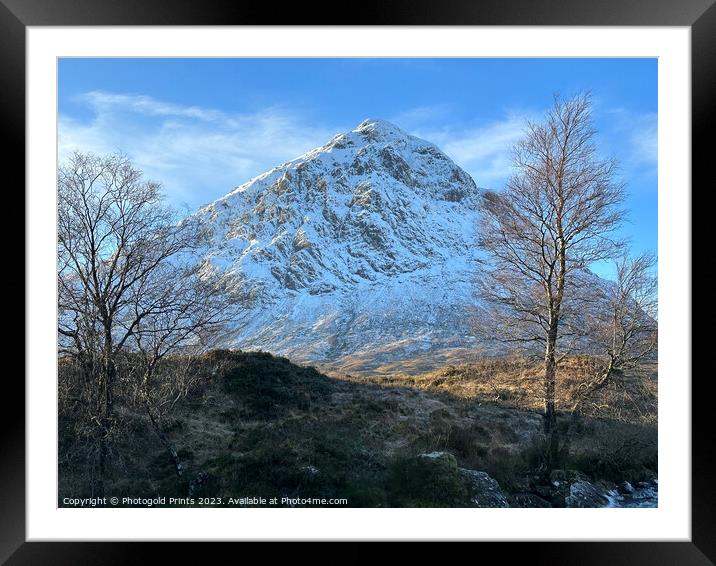 snowy Buachaille Etive Mor , winter in the Highlands of Scotland Framed Mounted Print by Photogold Prints