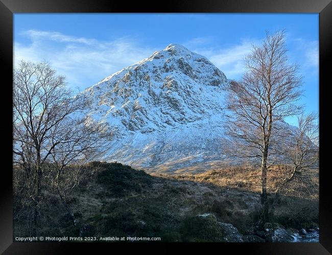 snowy Buachaille Etive Mor , winter in the Highlands of Scotland Framed Print by Photogold Prints