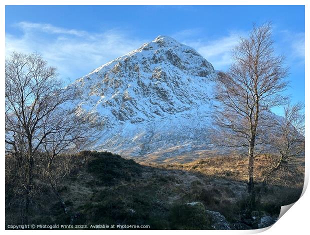 snowy Buachaille Etive Mor , winter in the Highlands of Scotland Print by Photogold Prints
