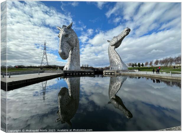 The Kelpies on reflection Canvas Print by Photogold Prints