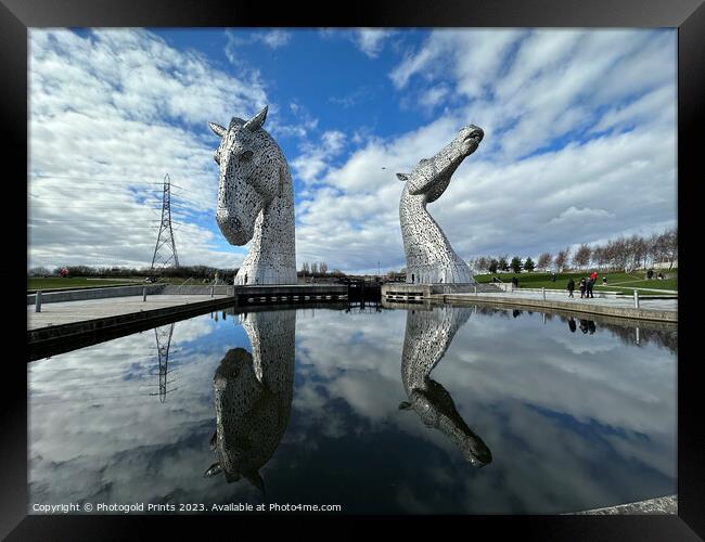 The Kelpies on reflection Framed Print by Photogold Prints