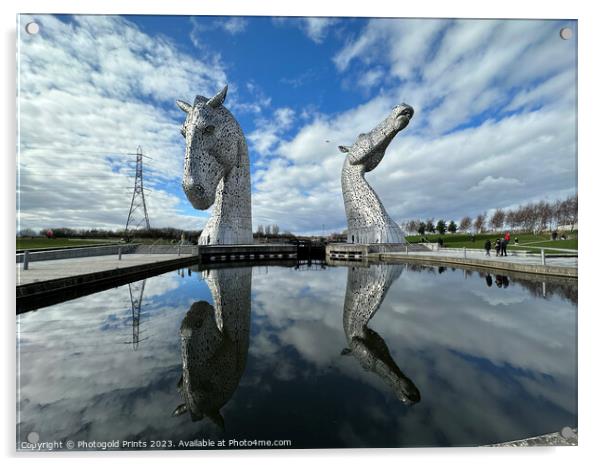 The Kelpies on reflection Acrylic by Photogold Prints