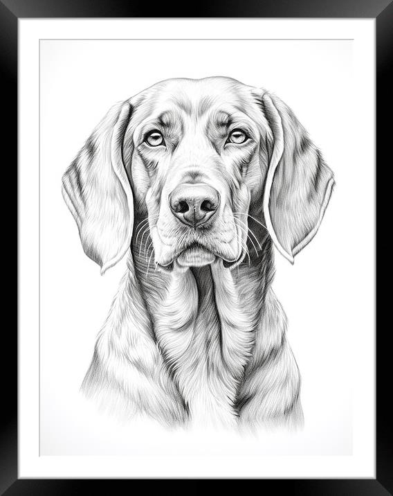 Bavarian Mountain Scent Dog Pencil Drawing Framed Mounted Print by K9 Art